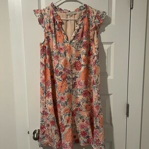 LOFT Pink Flutter Sleeve Sundress